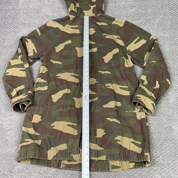 Levi's Camo Jacket Women's Medium Long Hooded Canvas Bubble Camouflage Anorak - Picture 10 of 11